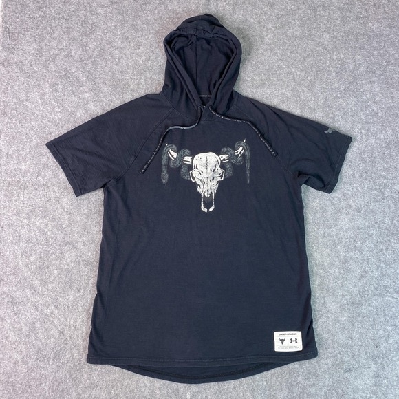 Under Armour Project Rock Shirt Mens Medium Hoodie Blood Sweat Respect Skull - Picture 1 of 12